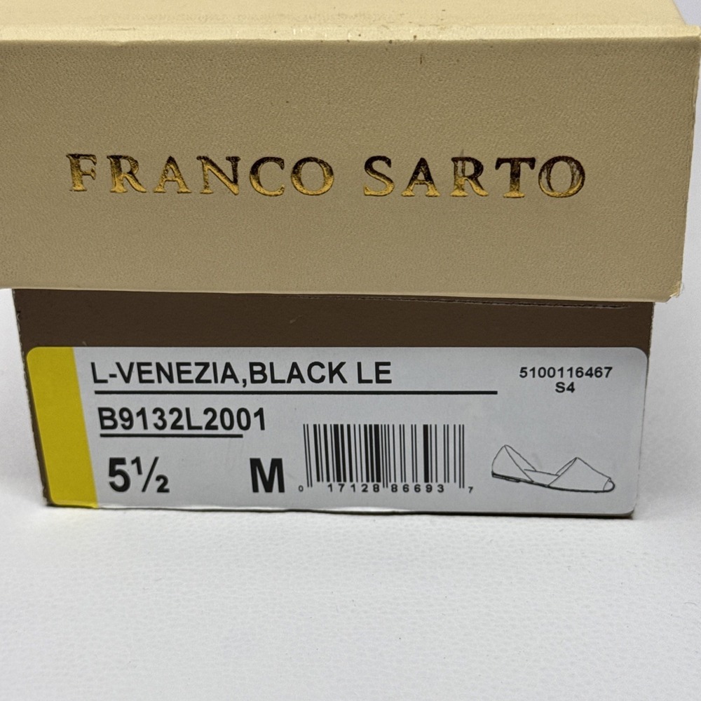 Franco Sarto Comfortable Flats Black Soft Leather Open Toe Slip On Shoes, 5.5M - Picture 14 of 16